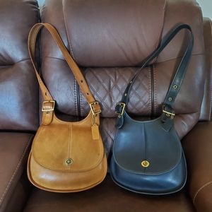 Vintage Coach Leather Crescent Shoulder Handbag 9235 Lot NYC HTF GUC